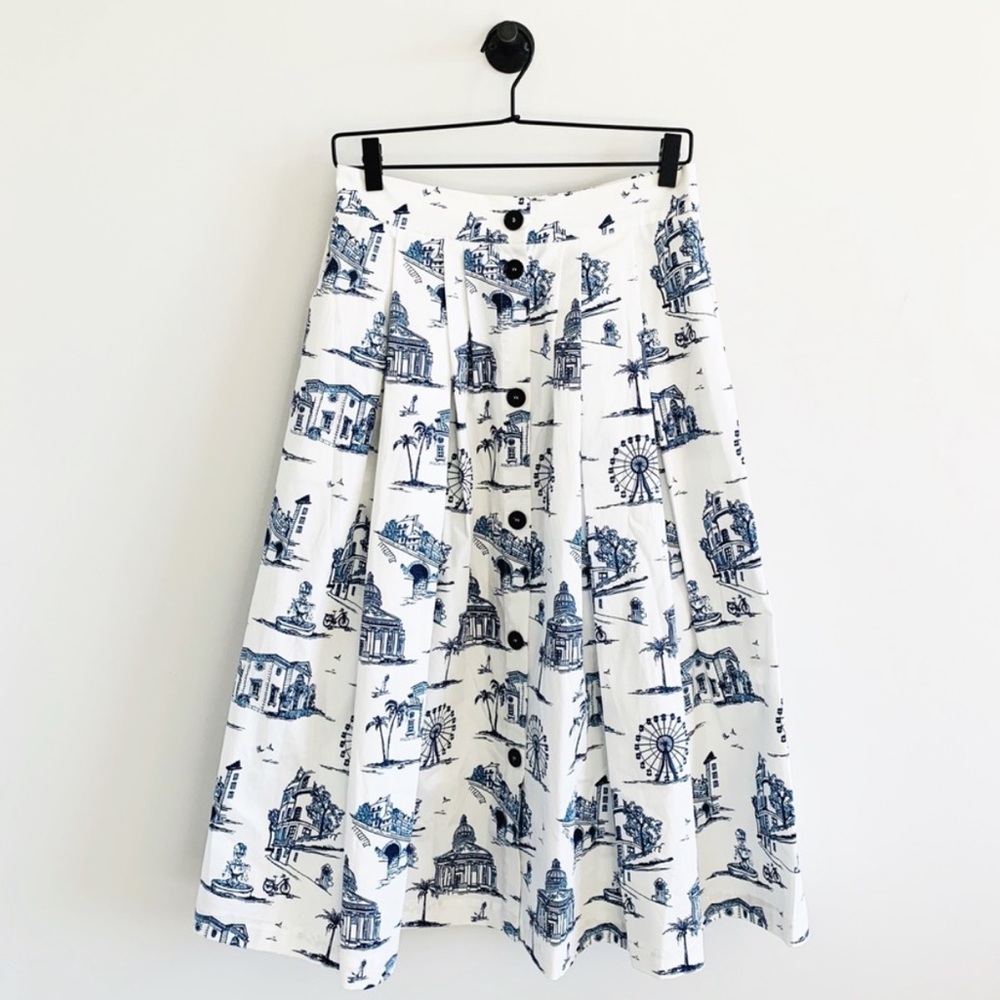 Maje Paris japomy printed midi skirt